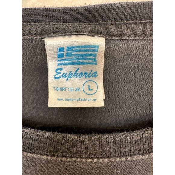 Euphoria Mens Black Shirt Large‎ short sleeve t-shirt Cotton round neck pullover - Picture 4 of 7